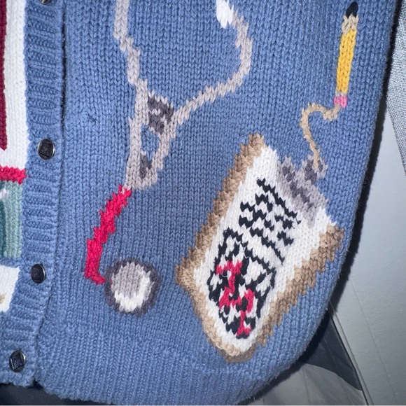 Northern Isles Vintage Folk handknit Cardigan Grannycore nursing medical Sweater - Picture 5 of 7